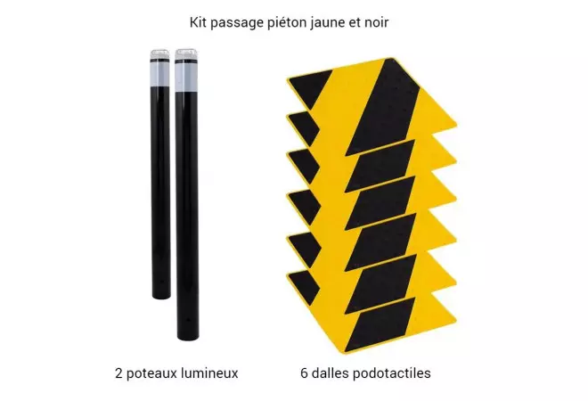 Kit pour passage piéton jaune et noir