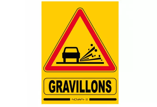 Panneau signalisation chantier gravillon