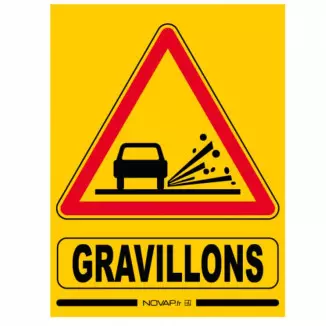 Panneau signalisation chantier gravillon