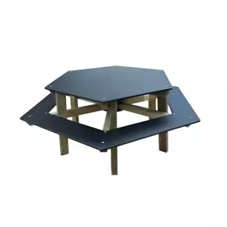 Table de pique-nique en bois pour enfant hexagonale