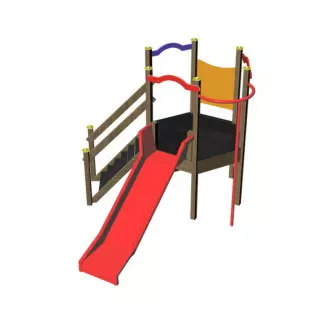 2 à 6 ans - Toboggan avec escalier, mur d'escalade et barre de pompier