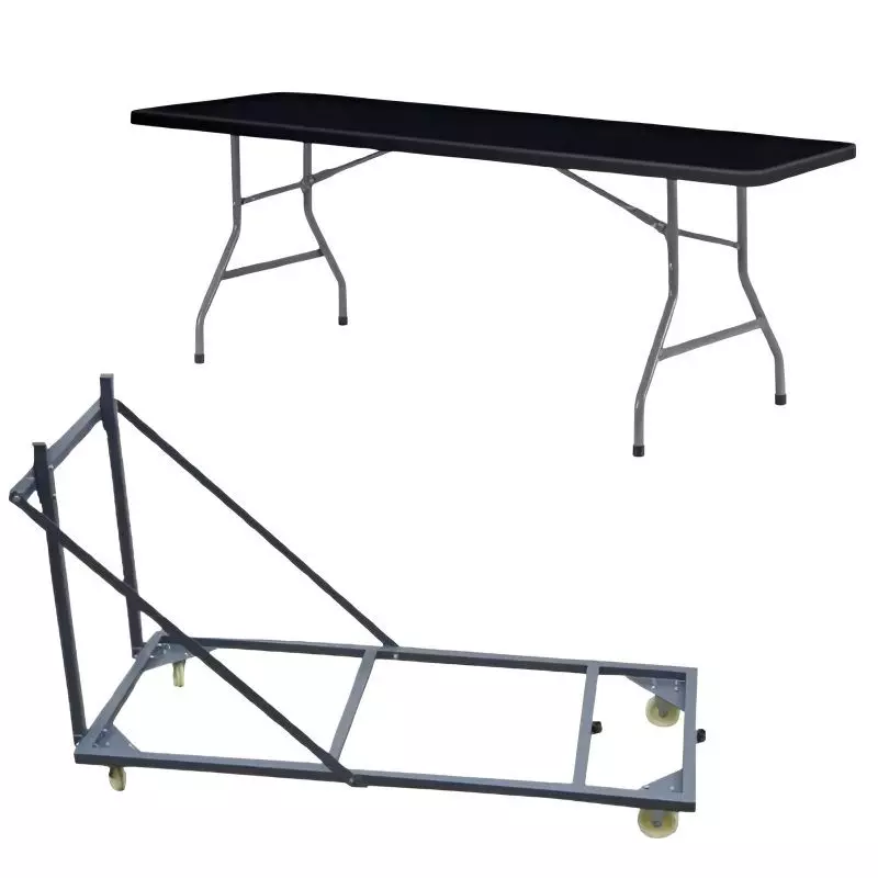 Lot de tables pliantes noires 183 cm + 1 chariot