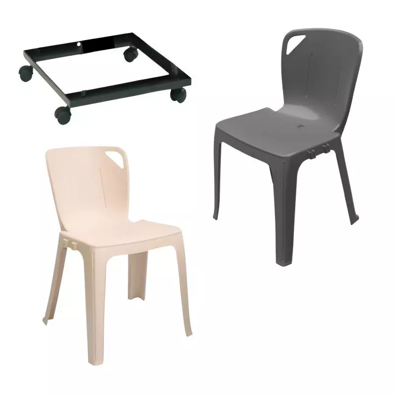 Lot de chaises empilables M4 Elena + chariot