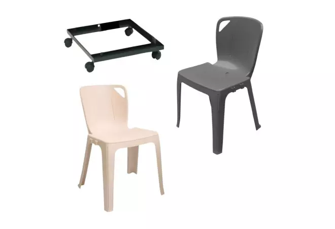 Lot de chaises empilables M4 Elena + chariot