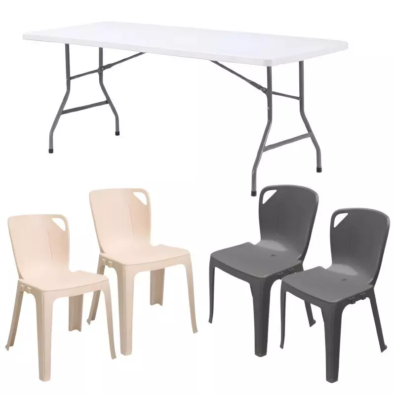 Lot de 10 tables pliantes + 60 chaises empilables Elena