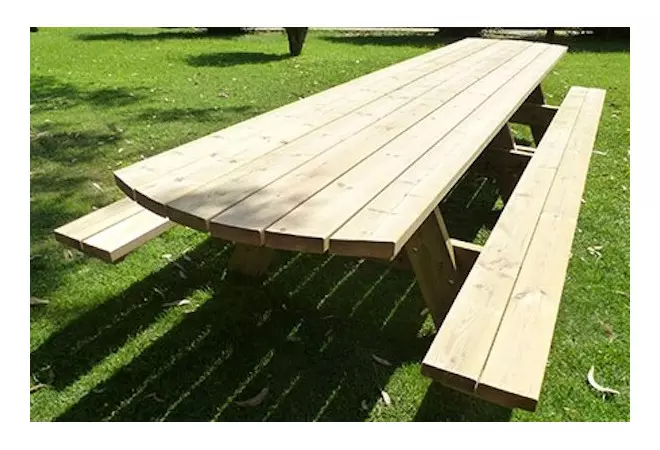 Grande table de pique-nique en bois, table de pique-nique 18 personnes