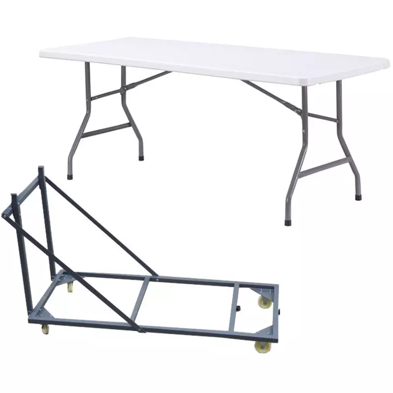 Table de camping, Pliable, en Plastique solide, 183 x 76 x 74 cm